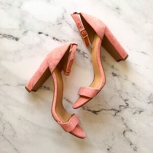 J.Crew Womens Coral Pink Suede Block Heels, sz 7